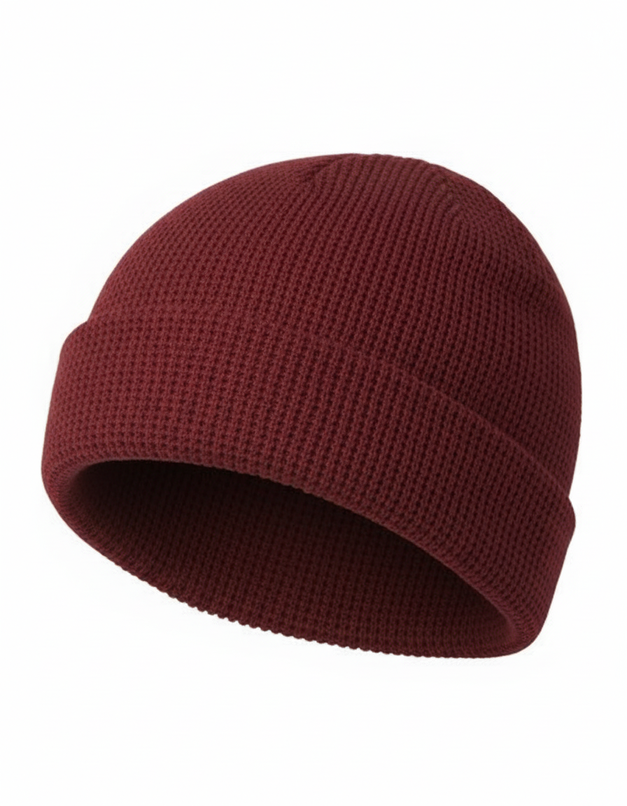 Burgundy Red Beanie - Overhead Angle