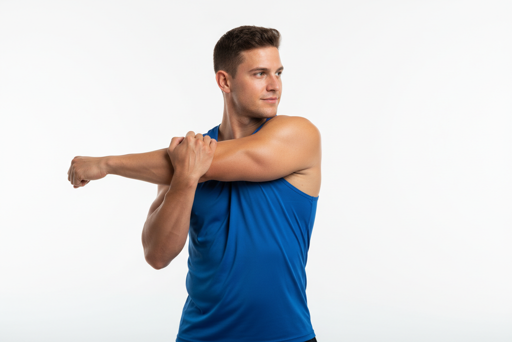 Model in Blue Tank Top